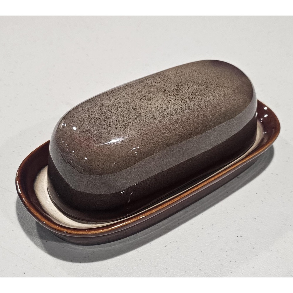Vintage Sango Nova Brown 4933 Stoneware Butter Dish Mid Century MCM
